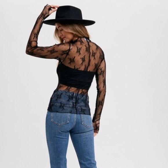 LAST S!!!! CLEAR OUT!!!! Floral Embroidery Lace Mesh Layering Top - Picture 7 of 11